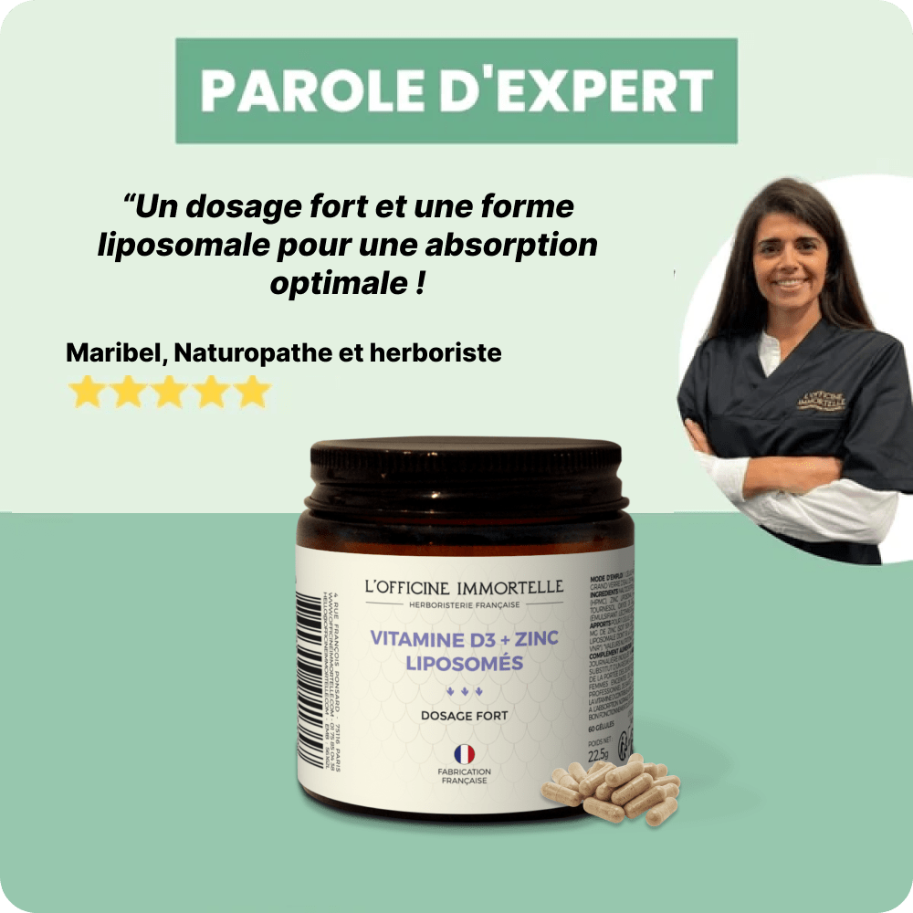 Complexe immunité | Vitamine D3 + Zinc liposomés - Officine Immortelle